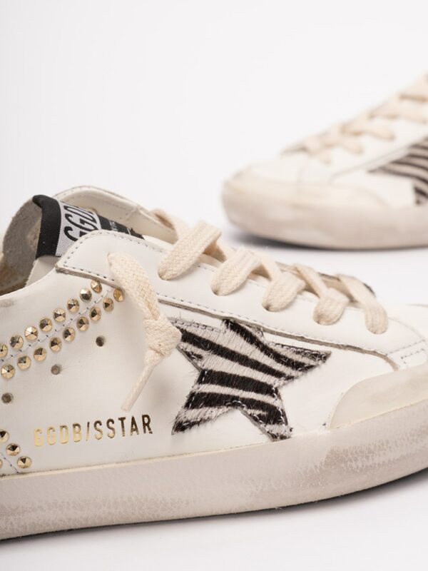 SUPER-STAR PENSTAR LEATHER UPPER WITH STUDS ZEBRA HORSY STAR MATT LAMINATED HEEL SUEDE SPUR WITH TRI - Imagen 4