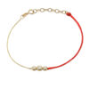 Pulsera mitad hilo mitad cadena con 3 brillantes