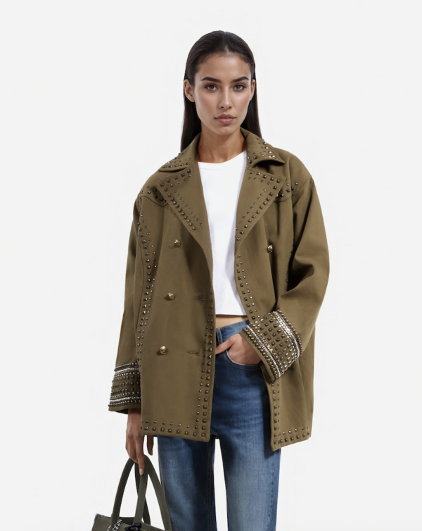 BLOUSON DENIM DELAVE AVEC STUD - Imagen 2