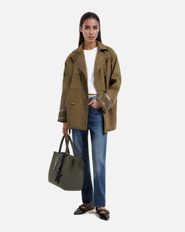 BLOUSON DENIM DELAVE AVEC STUD