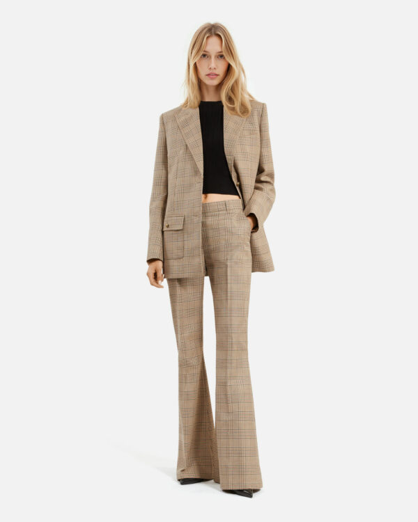Prince of Wales wool flare pants