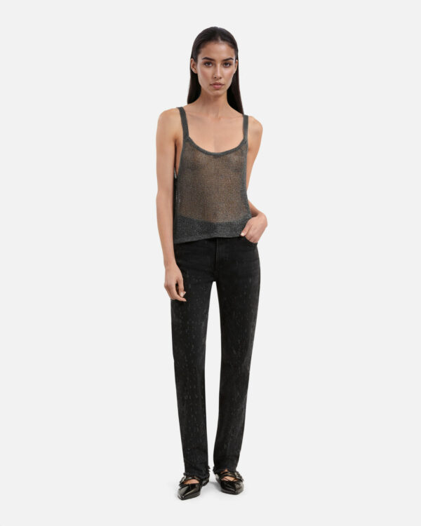 Gray chainmail effect tank top