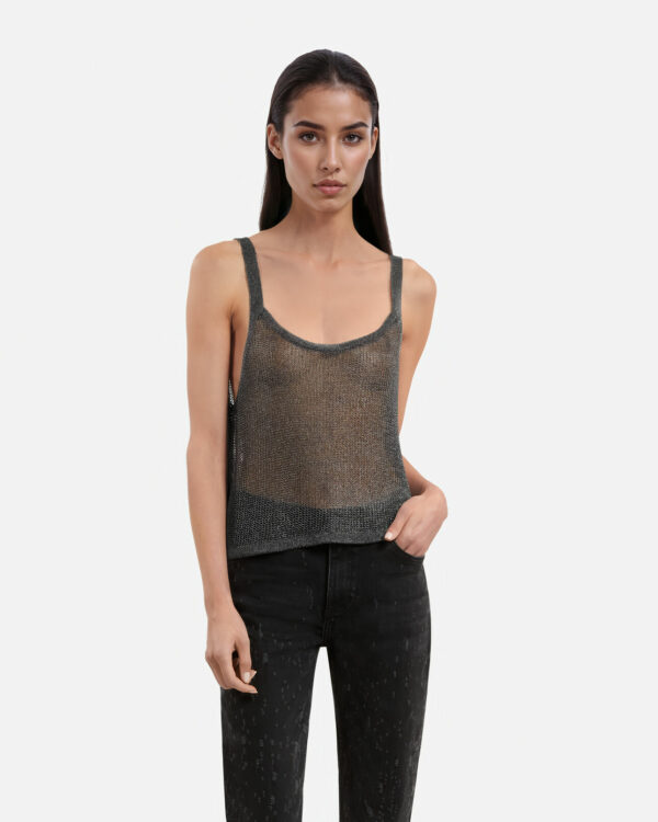 Gray chainmail effect tank top - Imagen 2