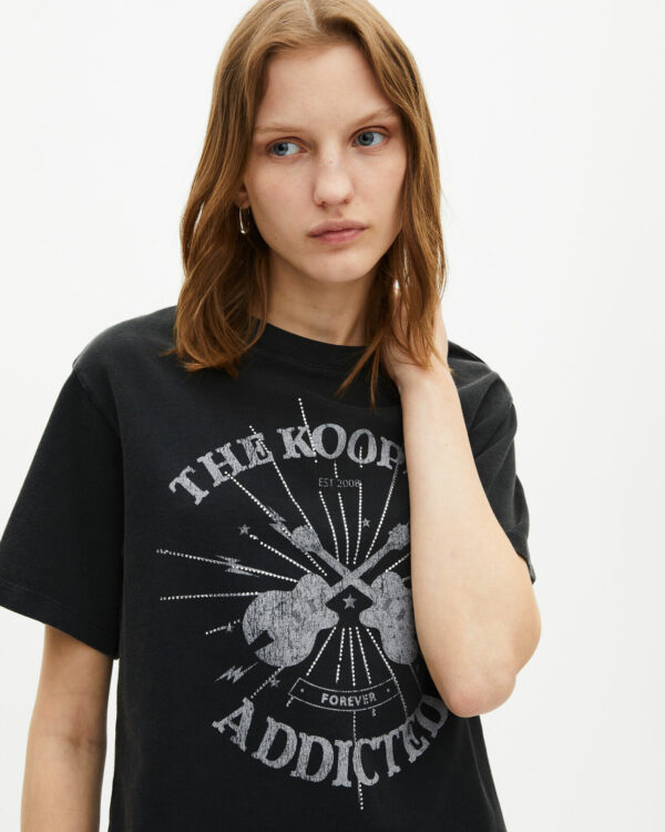 T-shirt with faded black rhinestone screen print - Imagen 4