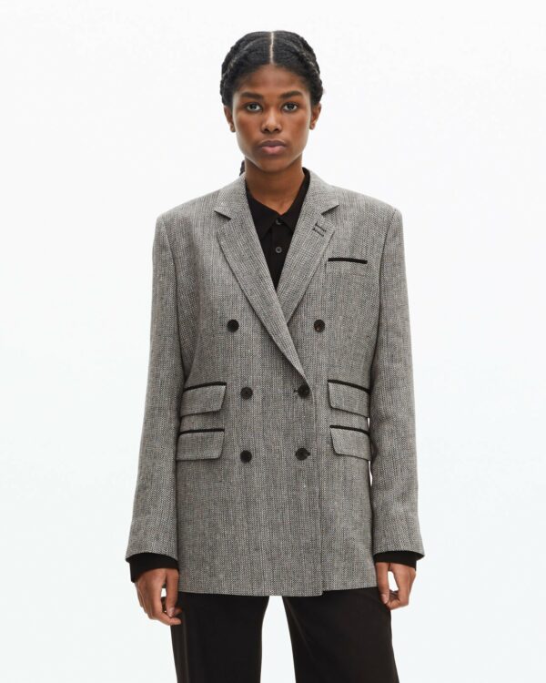 Grey wool and linen tailored jacket - Imagen 3