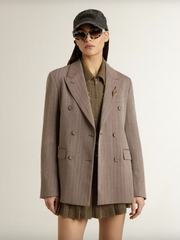JOURNEY W'S DOUBLE BREASTED BLAZER MICRO CHEVRON