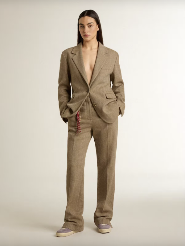 PANT MELISSA WIDE HARRINGBONE WOOL