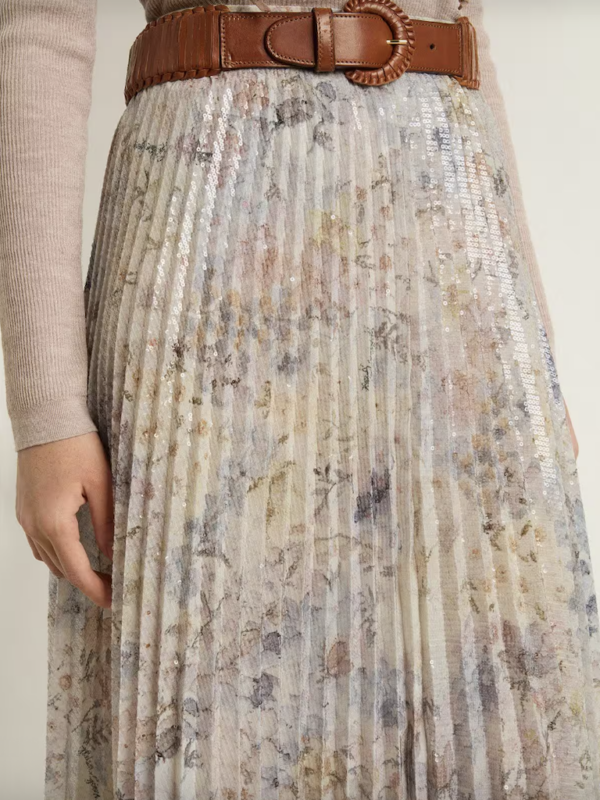 JOURNEY W'S PLISSE' SKIRT ORA  ALL-OVER SEQUINS OVER PRINTED - Imagen 3